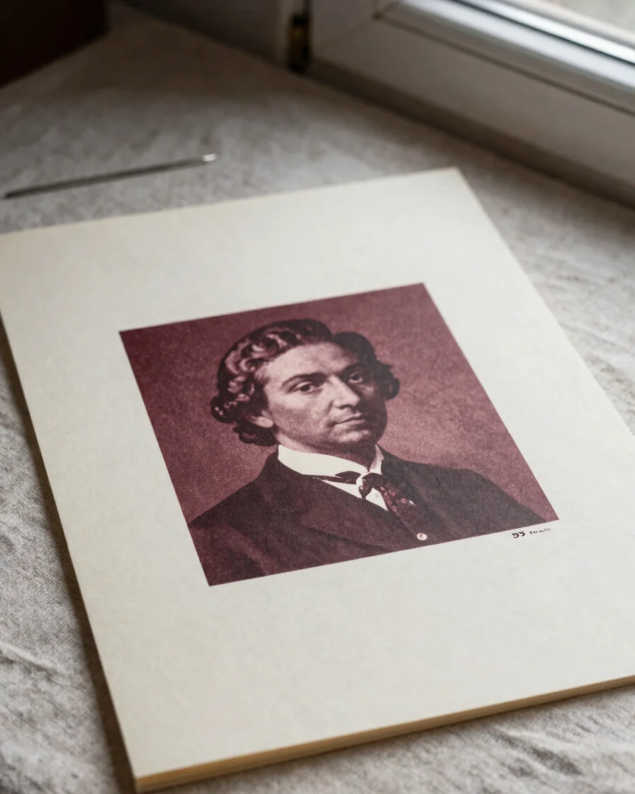 Close editorial photograph of cream paper stock, a printed proof